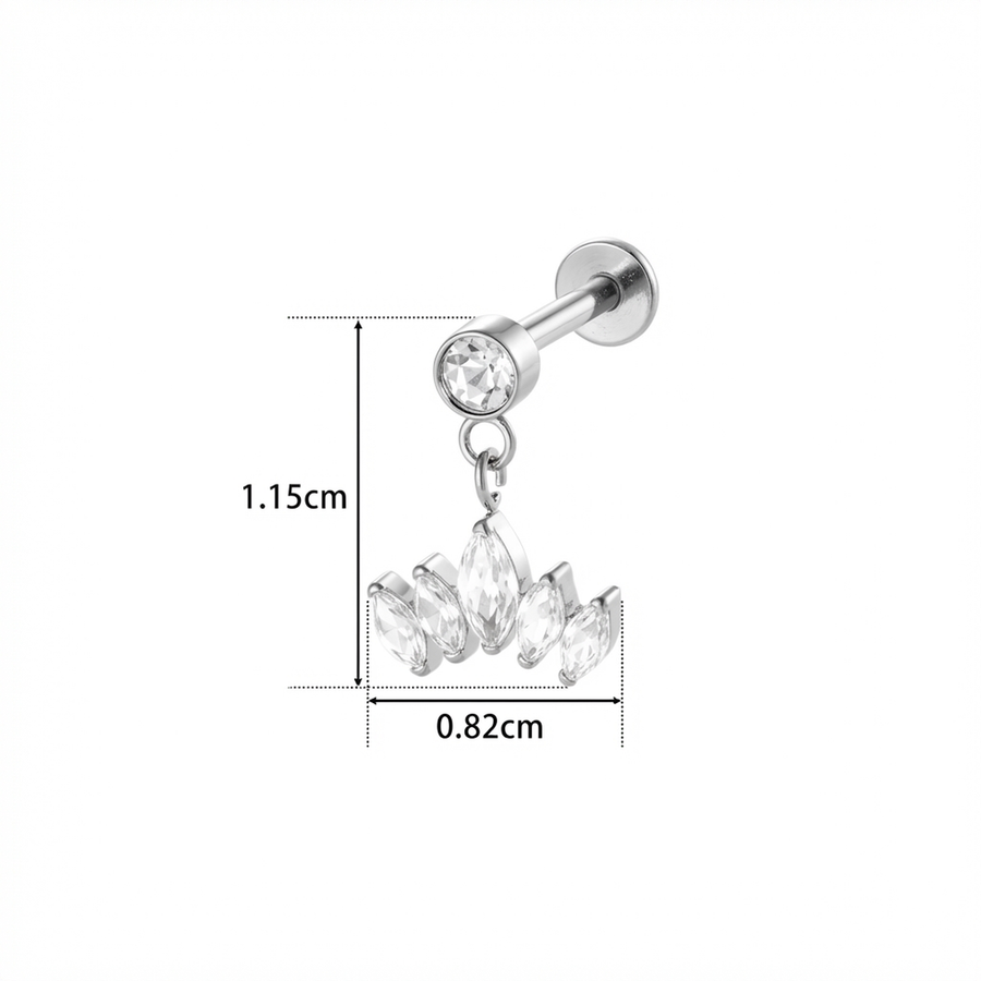 Piercing con cinque petali pendenti in Titanio - Piercing per orecchio