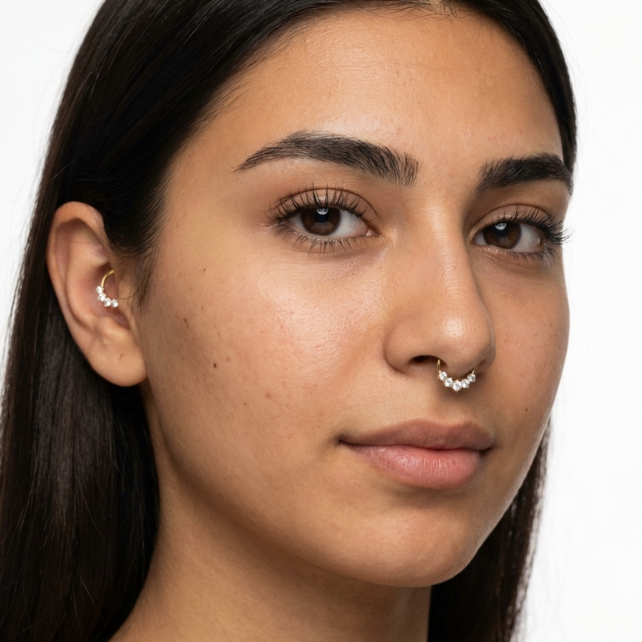 Piercing con zirconi in Titanio G23 - Piercing per Lobo, helix, daith, septum
