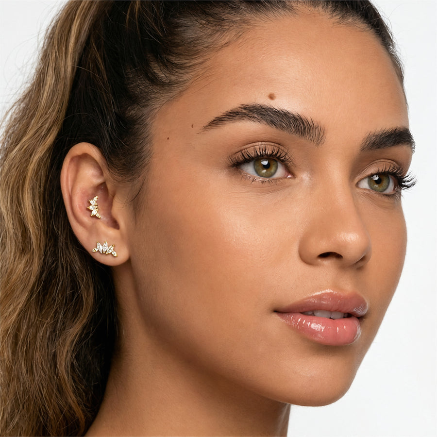 Piercing con zirconi in Titanio G23- Piercing per Lobo, helix, forward helix, conch, flat, tragus