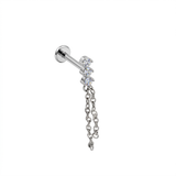 BARRETTA CON TRIPLO ZIRCONE E CATENINA