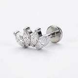 Piercing con quattro zirconi in Titanio G23- Piercing per Lobo, helix, forward helix, conch, flat, tragus
