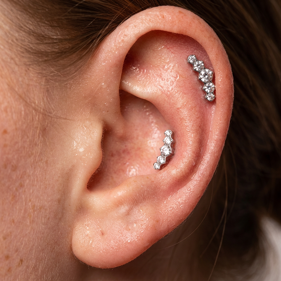 Piercing con zirconi in Titanio G23- Piercing per Lobo, helix, forward helix, conch, flat, tragus