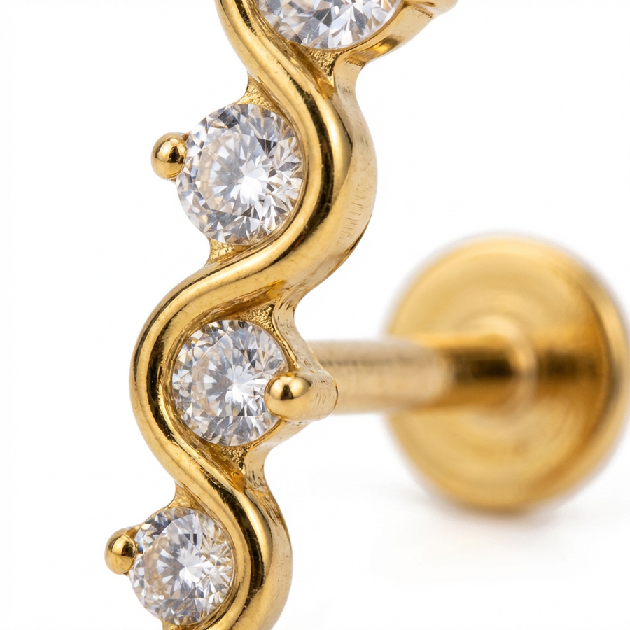 Piercing con zirconi in Titanio G23 - Piercing per lobo, helix, forward helix, conch, flat, tragus