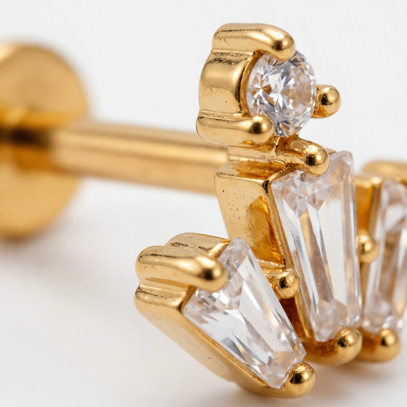 Barretta con zirconi in Acciaio Chirurgico 316L - Piercing per orecchio