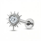 Piercing con cuore e zircone in Titanio G23 - Piercing per lobo, helix, forward helix, conch, flat, tragus