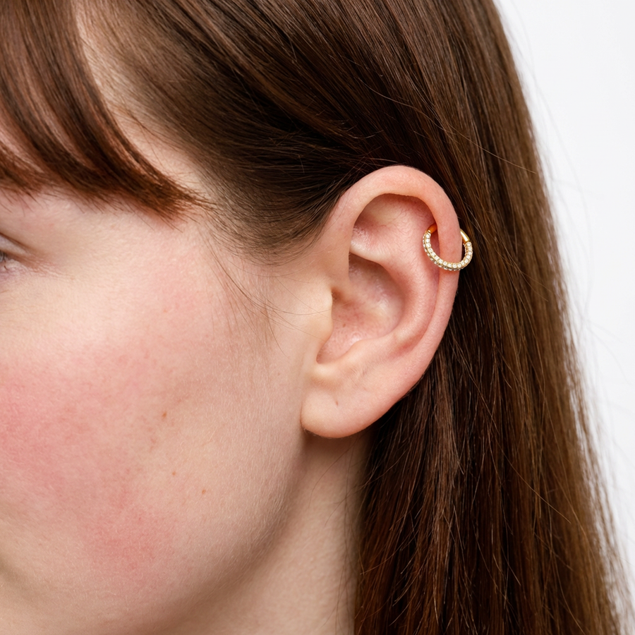 Cerchietto con zirconi in Titanio - Piercing per orecchio / naso / labbra