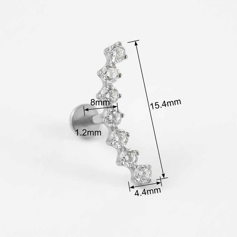 Piercing con coroncina zirconi in Titanio G23- Piercing per Lobo, helix, forward helix, conch, flat, tragus