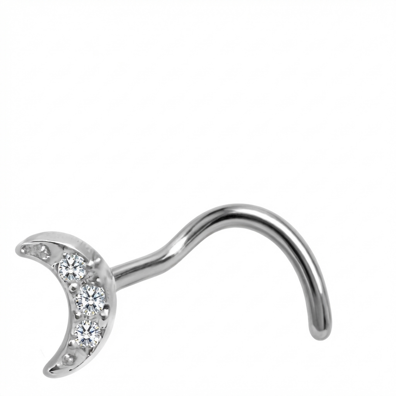 Piercing con luna di zirconi in Titanio G23- Piercing per naso