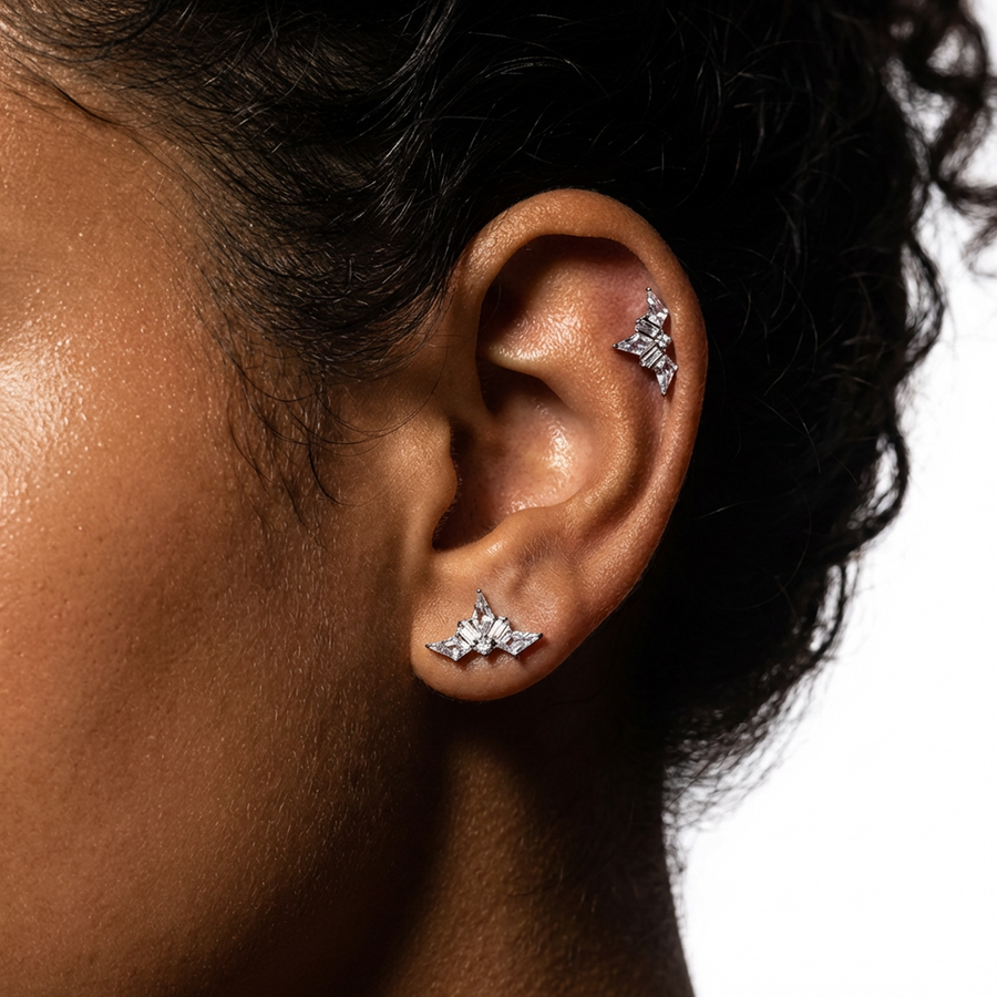 Piercing con zirconi in Titanio G23 - Piercing per lobo, helix, forward helix, conch, flat