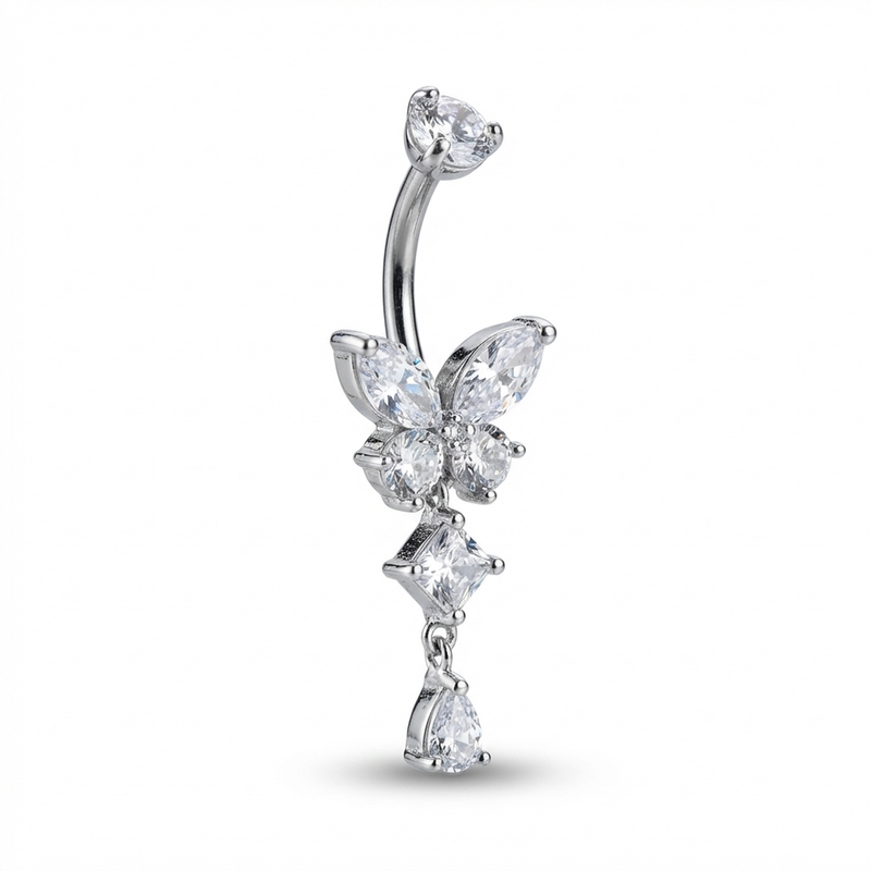 Piercing con zirconi in Titanio G23- Piercing per ombelico