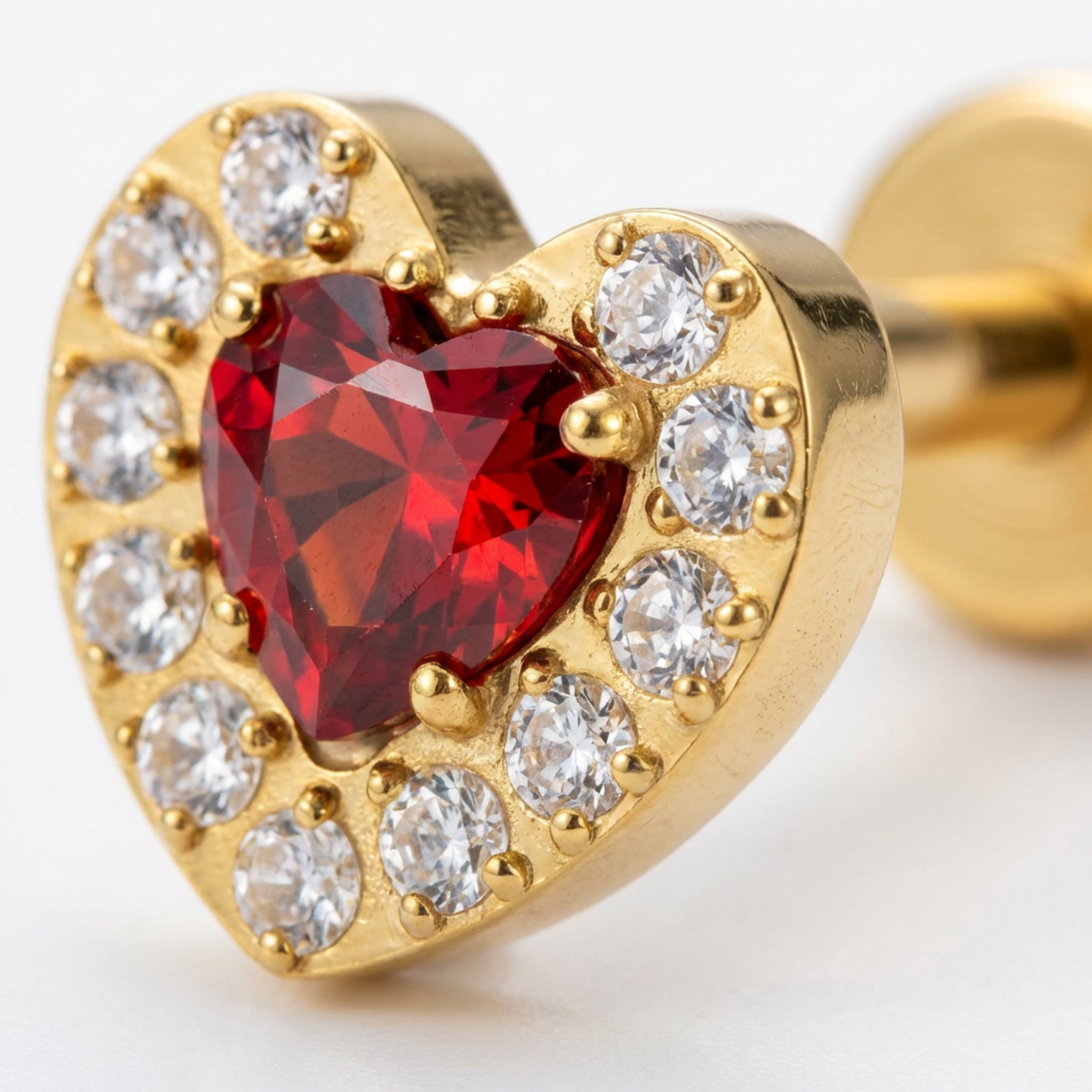 Barretta con cuore di zirconi in Titanio - Piercing per orecchio