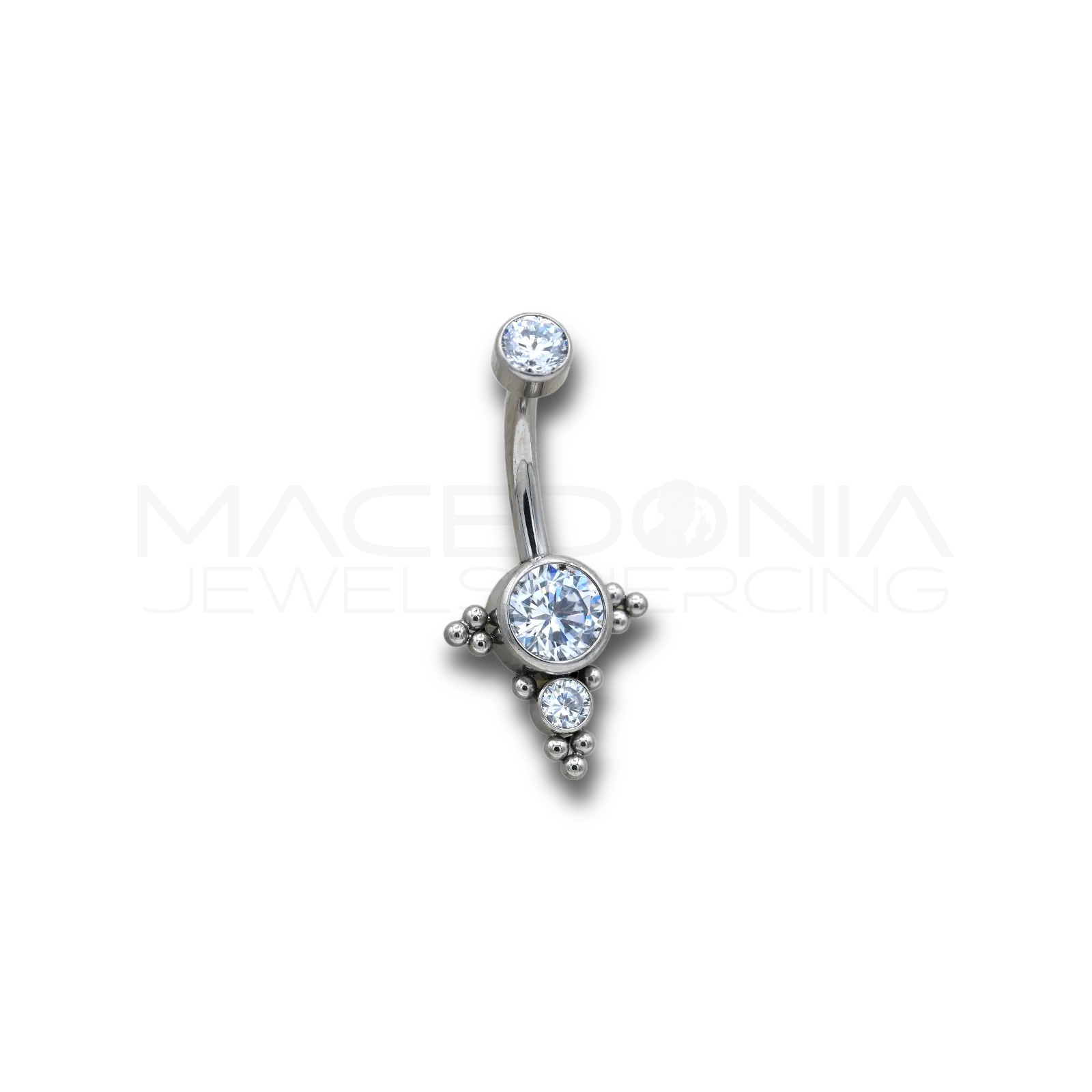 PIERCING NAVEL CON TRIANGOLO RICOPERTO DI ZIRCONI - TITANIO