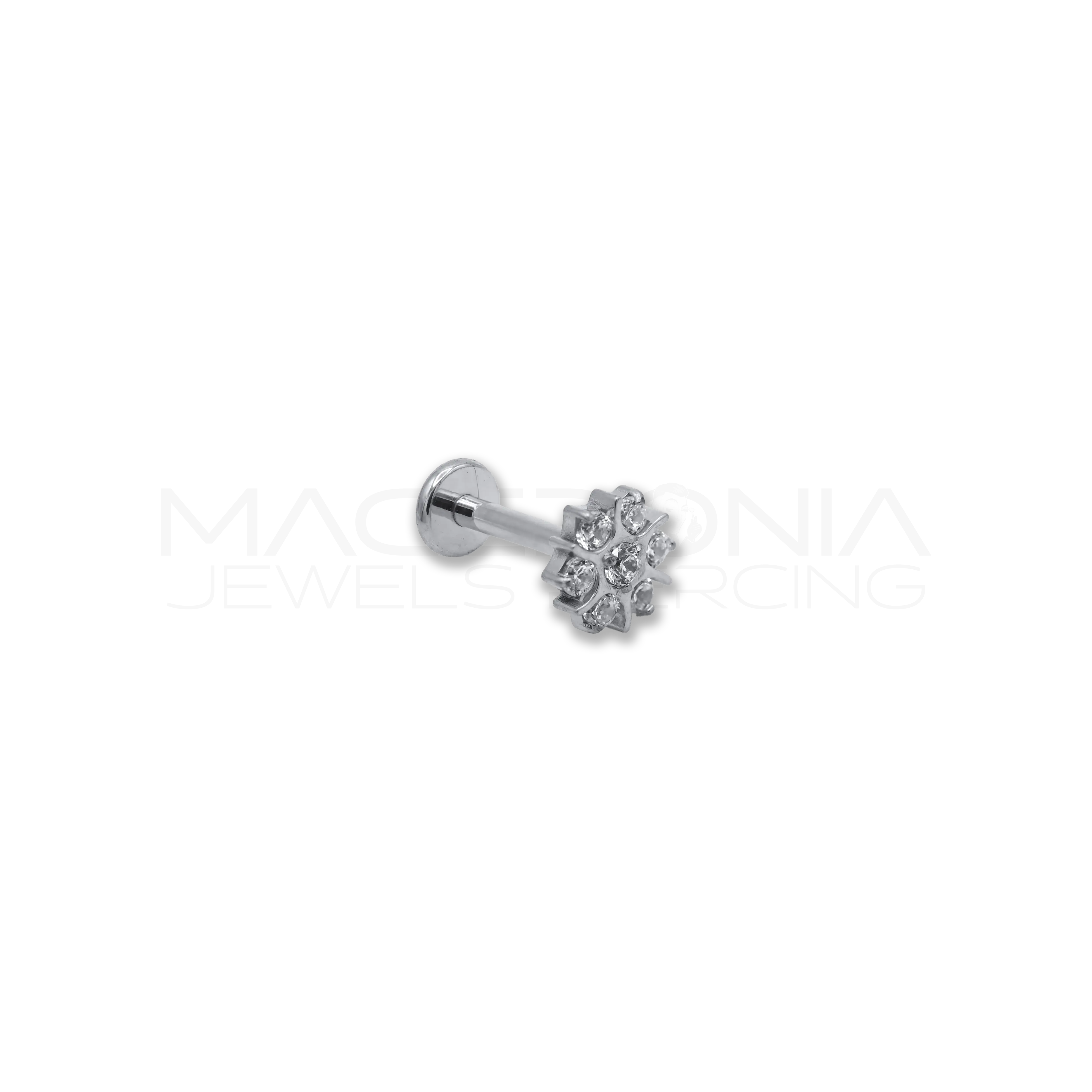 BARRETTA CON FIORE ZIRCONATO - TITANIO
