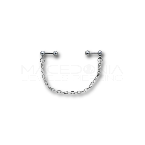 Coppia di Barbell in Acciaio Chirurgico 316L con Catena Decorativa