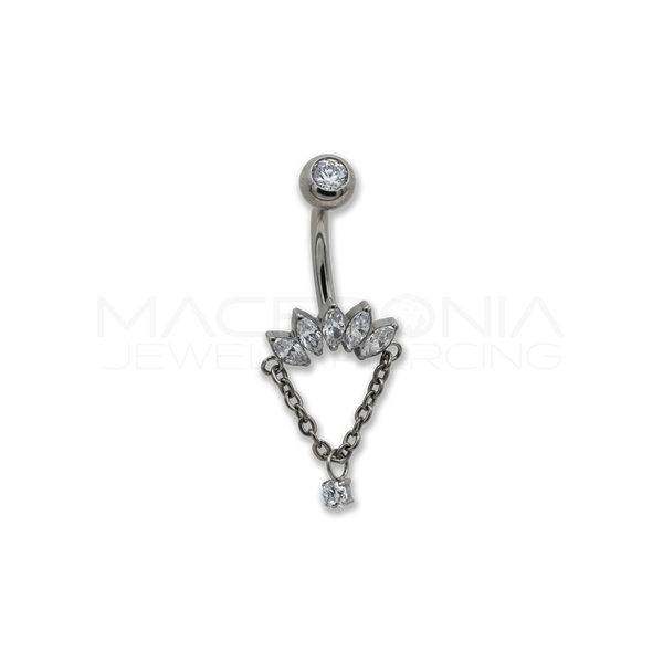 Banana in Titanio con Zirconi e Catene Pendenti