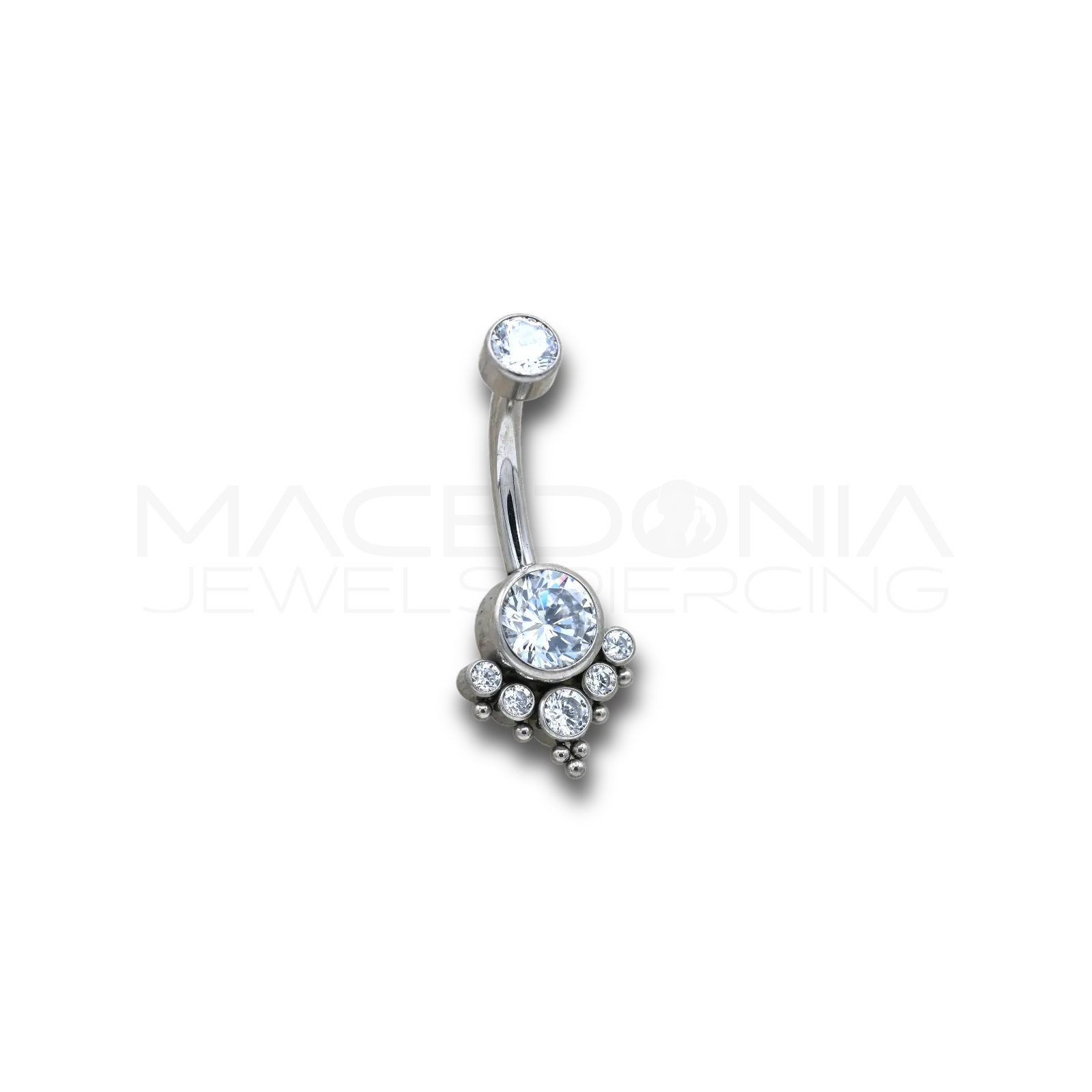 PIERCING CON ZIRCONI E TRIANGOLI INCASTONATI - TITANIO