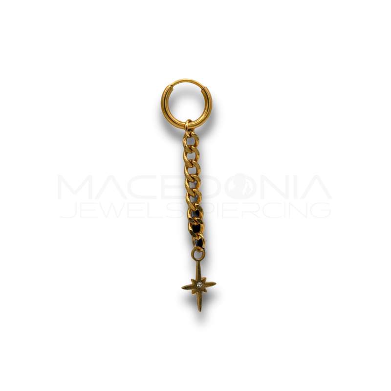 Piercing Clicker con Catenina e Rosa dei Venti in Acciaio Chirurgico 316L