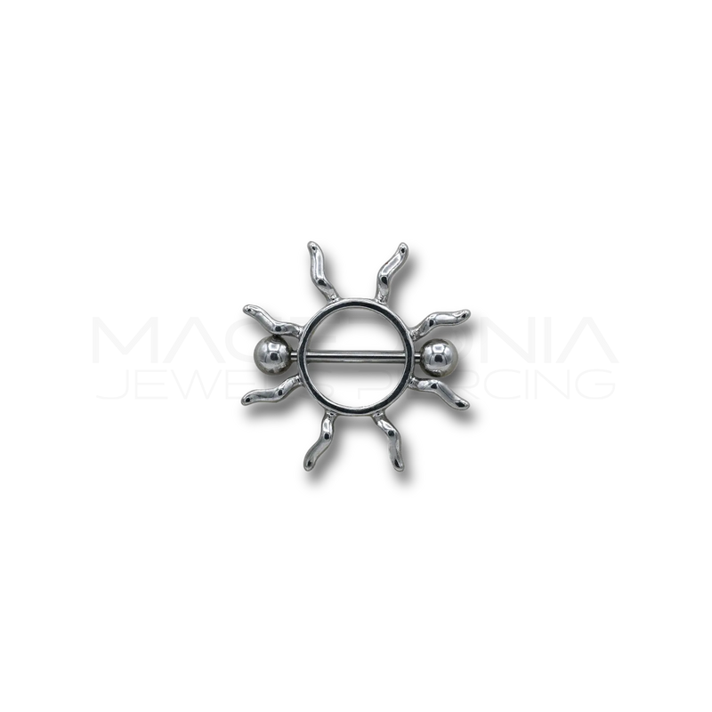 Piercing in acciaio chirurgico 316L per capezzolo con sole