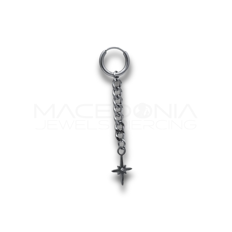Piercing Clicker con Catenina e Rosa dei Venti in Acciaio Chirurgico 316L