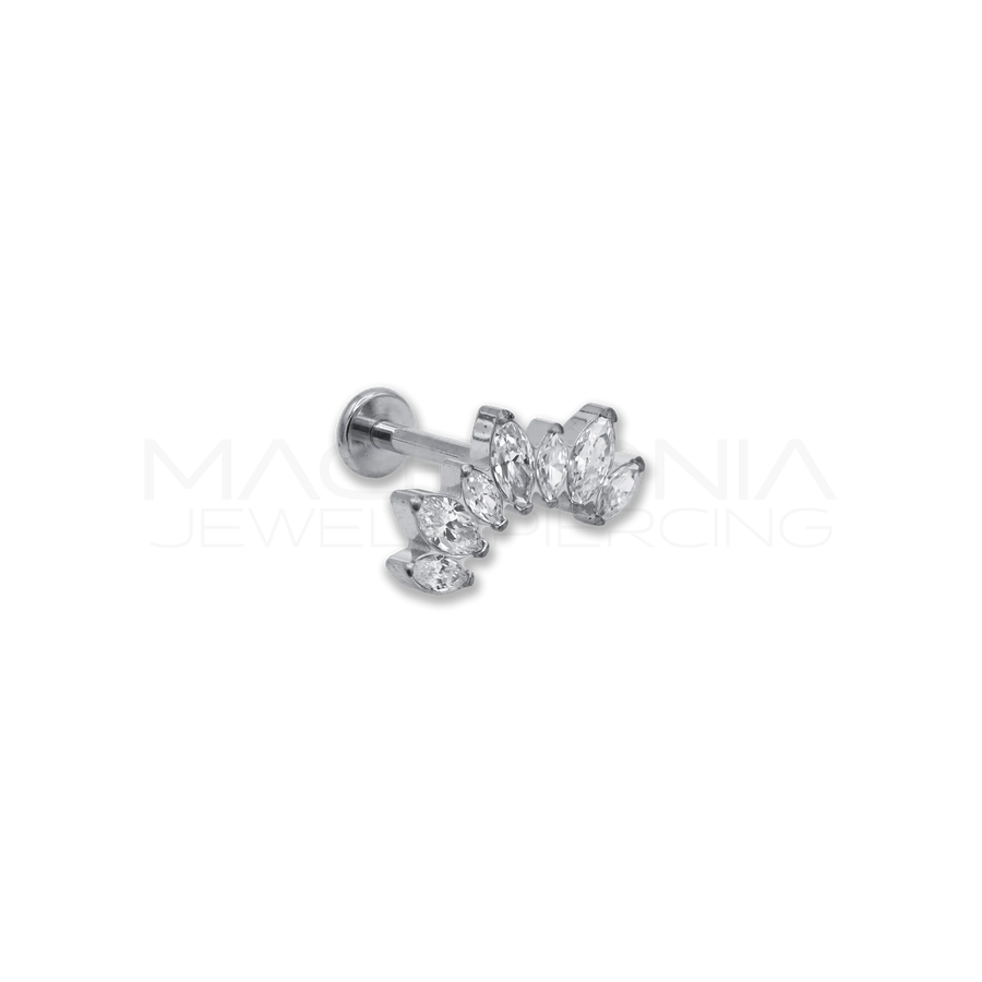 Piercing Helix Corona con 5 Zirconi in Acciaio Chirurgico 316L