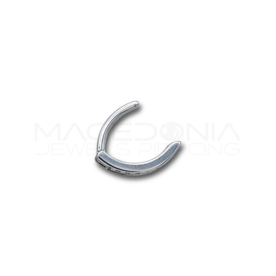Piercing ombelico in titanio G23 color argento con corona di zirconi incastonati