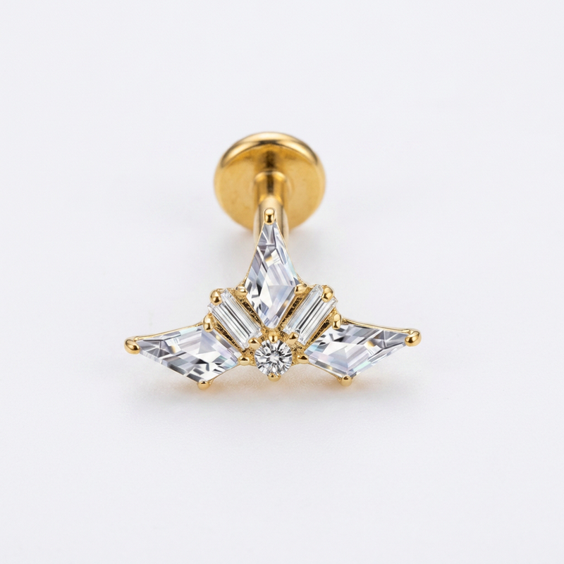 Piercing con zirconi in Titanio G23 - Piercing per lobo, helix, forward helix, conch, flat