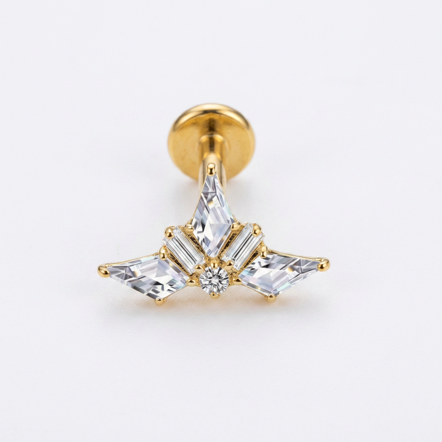 Piercing con zirconi in Titanio G23 - Piercing per lobo, helix, forward helix, conch, flat