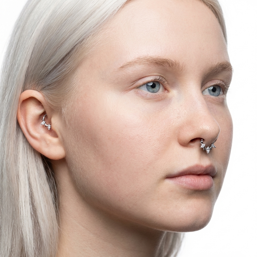 Piercing con zirconi e punte in Titanio G23 - Piercing per Lobo, helix, daith, septum
