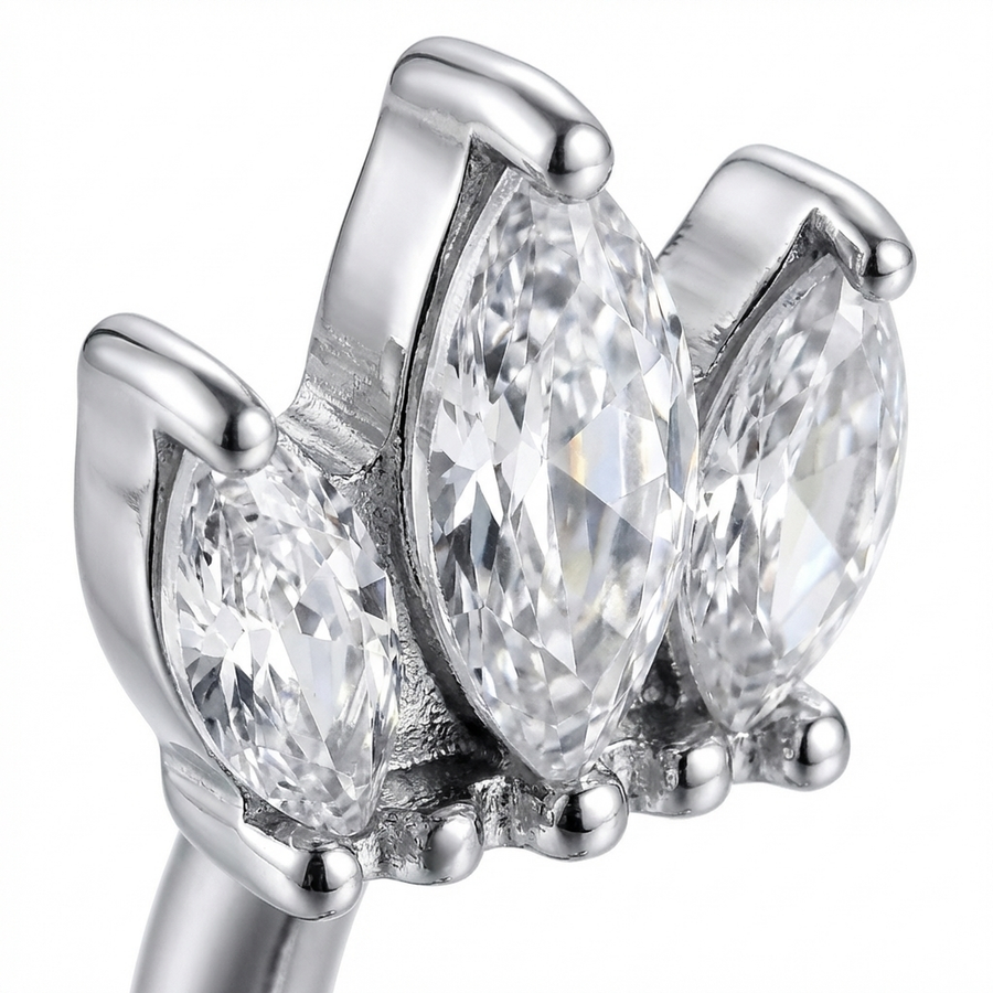 Piercing con tre zirconi in Titanio G23 - Piercing per ombelico