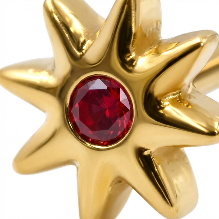 Piercing con fiore e zircone rosso in Titanio G23- Piercing per naso