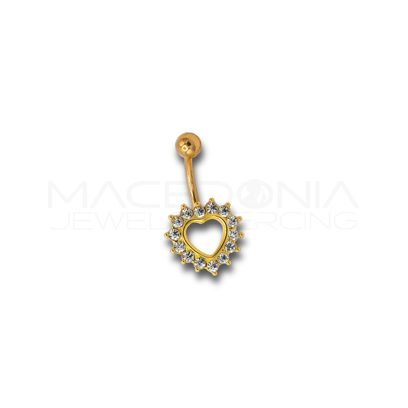 BANANA COLORE ORO ANODIZZATA CON CUORE DI ZIRCONI