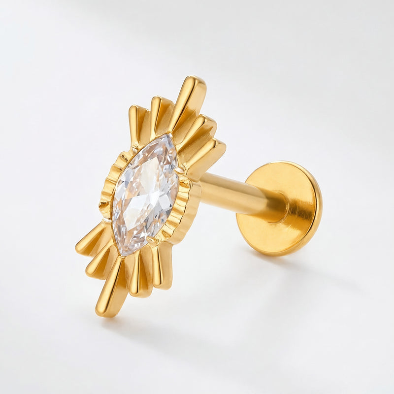 Barretta con zircone in Titanio - Piercing per orecchio
