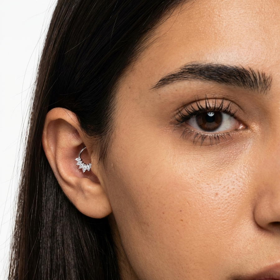 Piercing con zirconi in Titanio G23 - Piercing per Lobo, helix, daith, septum