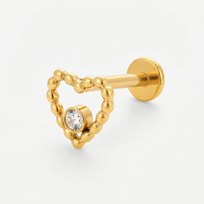 Barretta con cuore in Titanio - Piercing per orecchio