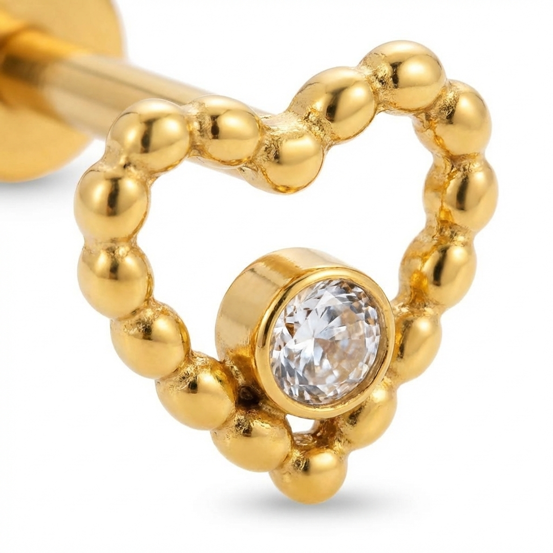 Barretta con cuore in Titanio - Piercing per orecchio