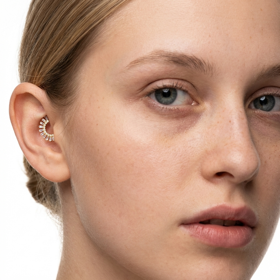 Piercing con zirconi in Titanio G23 - Piercing per Lobo, helix, daith, septum