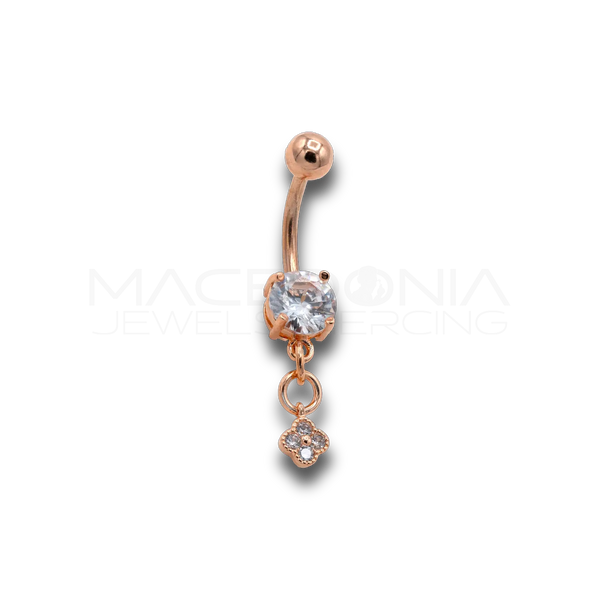 BANANA ROSE GOLD CON ZIRCONE E PENDENTE A FIORE