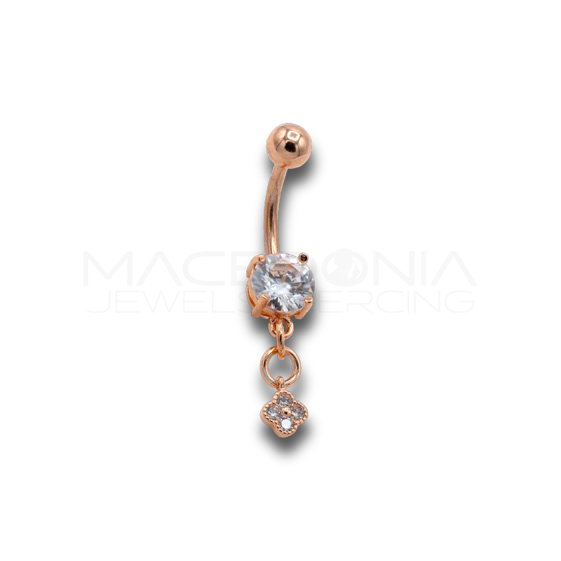 BANANA ROSE GOLD CON ZIRCONE E PENDENTE A FIORE