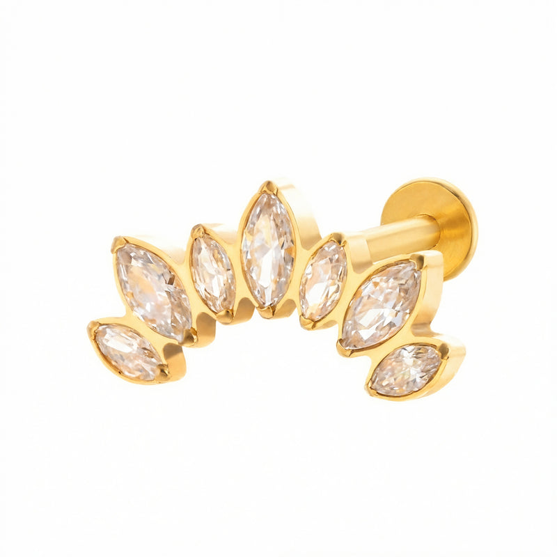 Barretta con corona di zirconi in Titanio - Piercing per orecchio