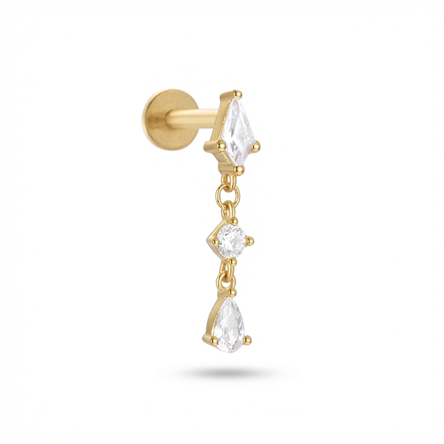 Piercing con zirconi in Titanio G23- Piercing per Lobo, helix, flat