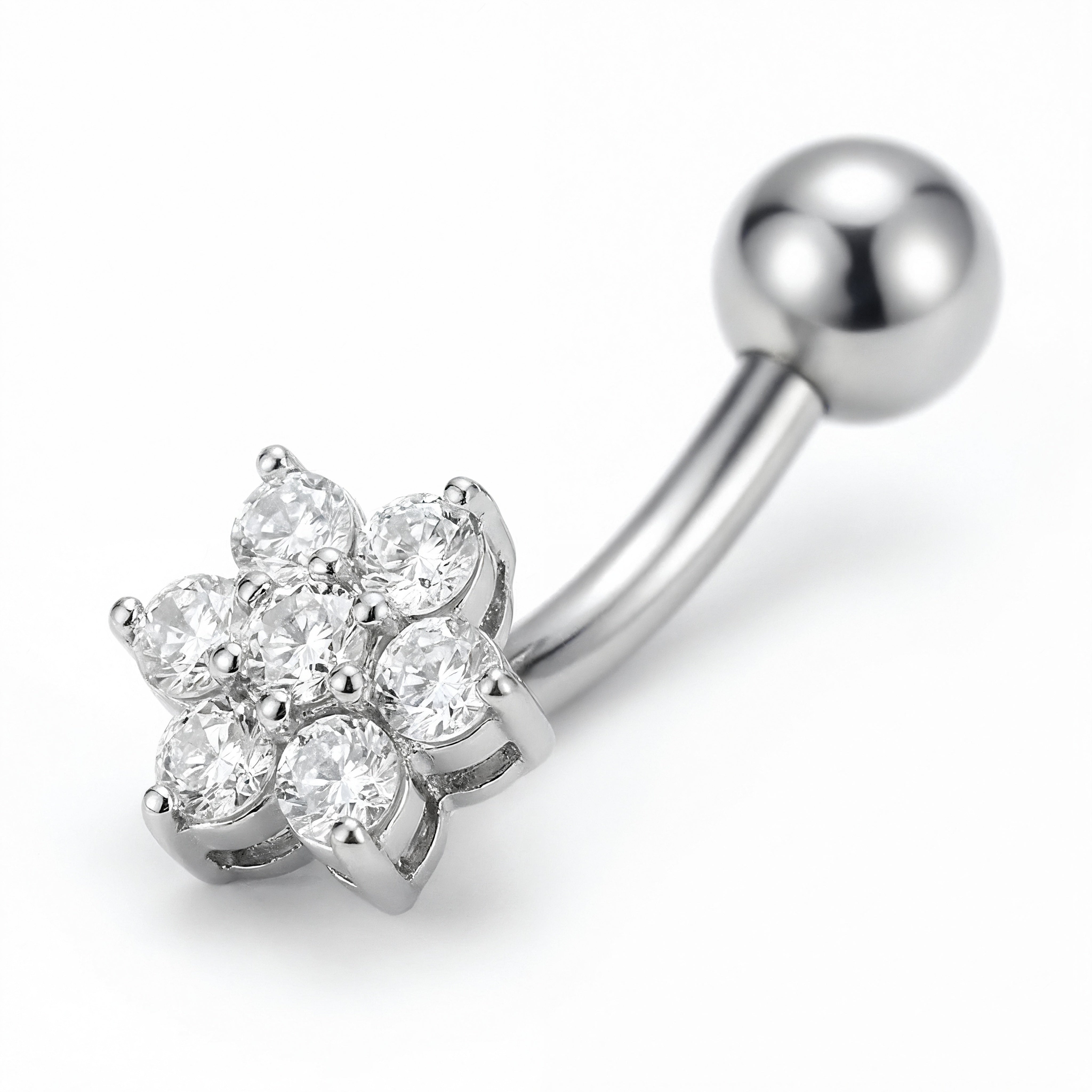 Banana con fiore zirconato in Titanio - Piercing per ombelico