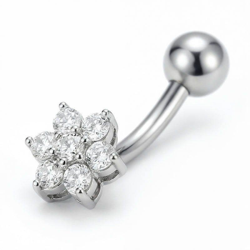 Banana con fiore zirconato in Titanio - Piercing per ombelico
