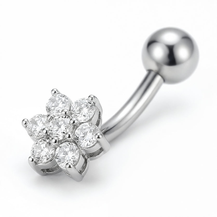 Banana con fiore zirconato in Titanio - Piercing per ombelico