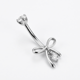 Piercing con fiocchetto e pendente con zircone in Titanio G23 - Piercing per ombelico