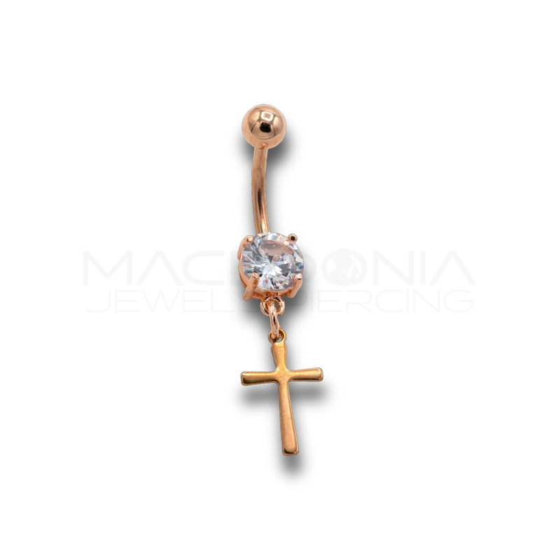 BANANA ROSE GOLD CON ZIRCONE E PENDENTE A CROCE