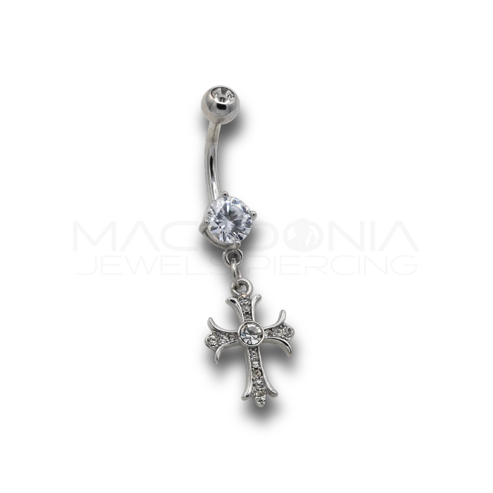 PIERCING OMBELICO CON ZIRCONE E CROCE