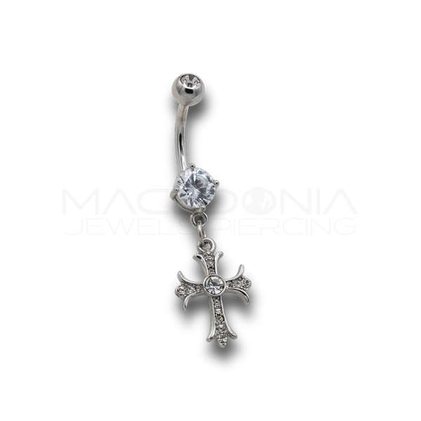 PIERCING OMBELICO CON ZIRCONE E CROCE