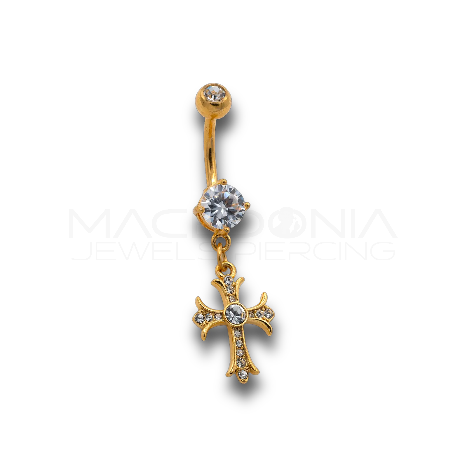 PIERCING OMBELICO CON ZIRCONE E CROCE