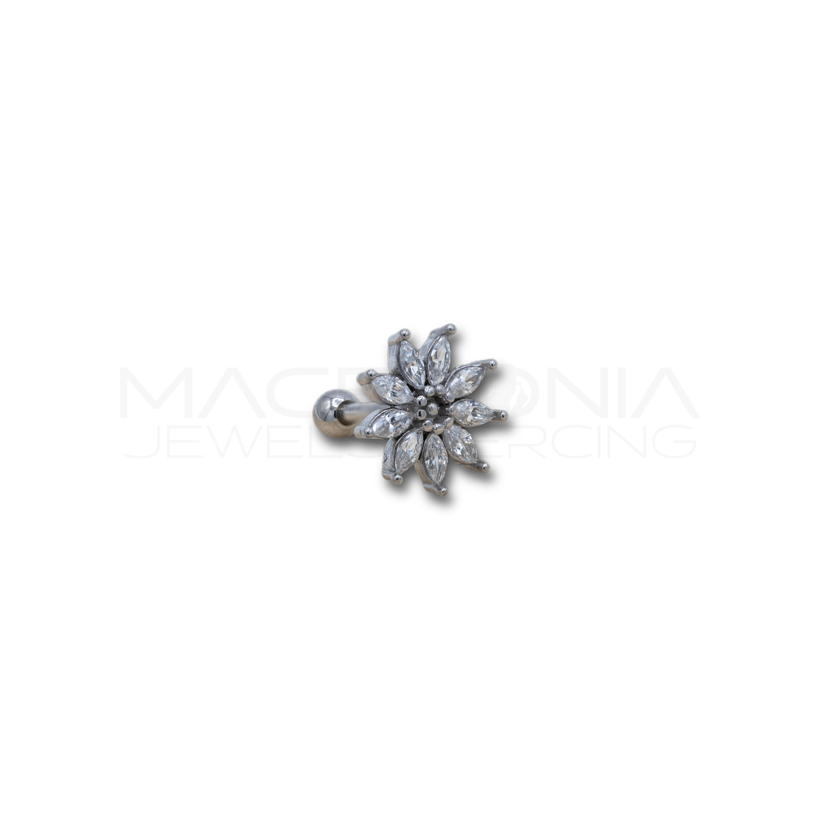 BARRETTA CON FIORE CON PETALI DI ZIRCONI