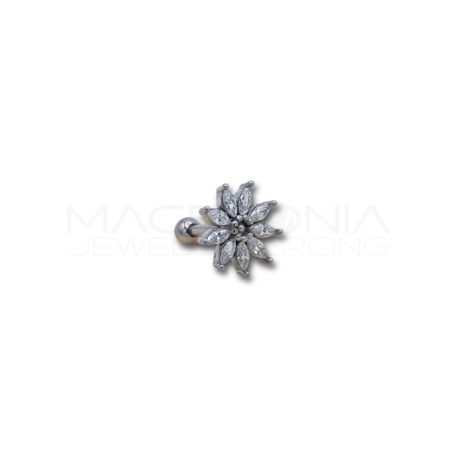 Piercing a Fiore in Acciaio Chirurgico con Zirconi
